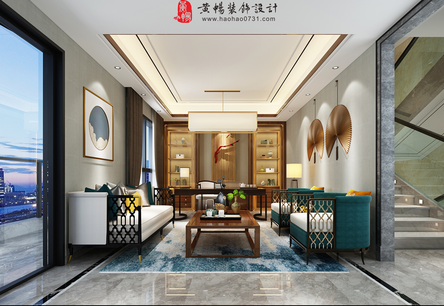 新中式别墅休闲会客厅设计